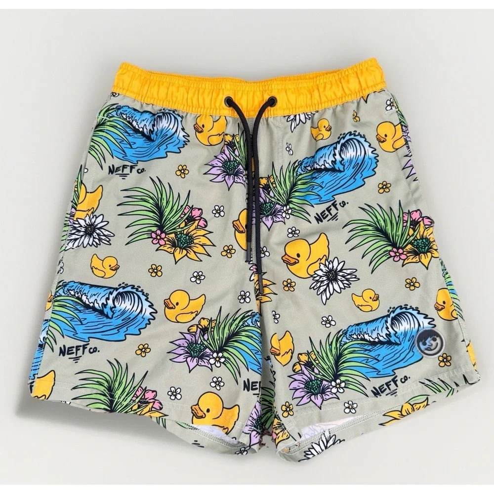 Neff Duck‎ Print Board Shorts Men M Surf Swim Trunks Tropical Vacation